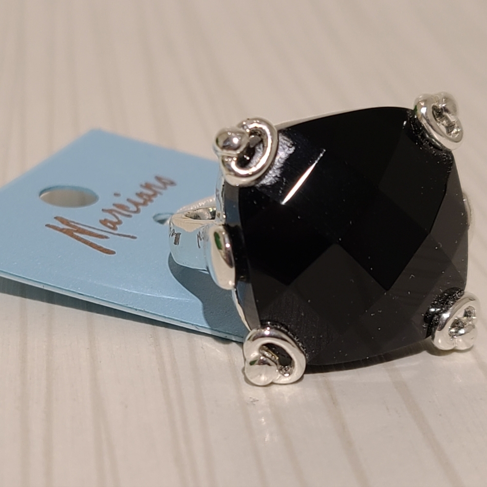 Marciano Onyx Tone Ring on Silver Tone Base